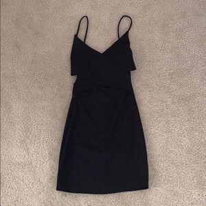 Black stretchy mini tight cut out dress